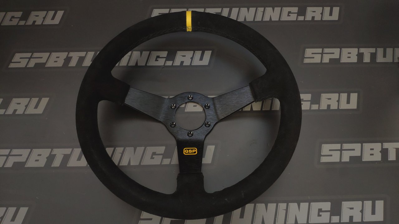Руль спортивный QSP 350mm/70mm deep (замша) - черный