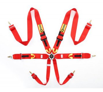 Ремни безопасности Beltenick, 6-ти точечные с омологацией до 2028г.  красные