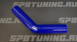 Патрубок силиконовый 38 мм, 45°, L=150*150 мм, синий