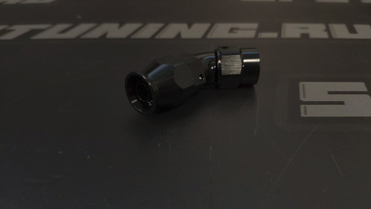 Фитинг AN6 45* полнопоточный для тефлонового шланга PTFE