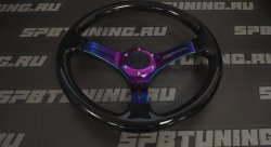 Руль под дерево черный c цветным центром