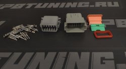 Коннектор папа-мама герметичный серый 12 пинов