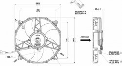 Вентилятор охлаждения Spal универсальный 11" (280 мм) 12V производительность 2090 м³/ч / 1223 CFM 