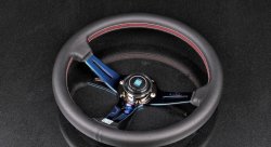 Руль NARDI STYLE 350мм, малый вылет, кожа, красная нить, Burnt Blue