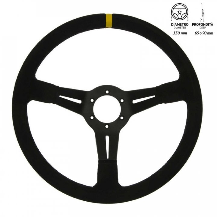 Руль спортивный вылет 90мм. замша 3-и спицы диам. 350мм