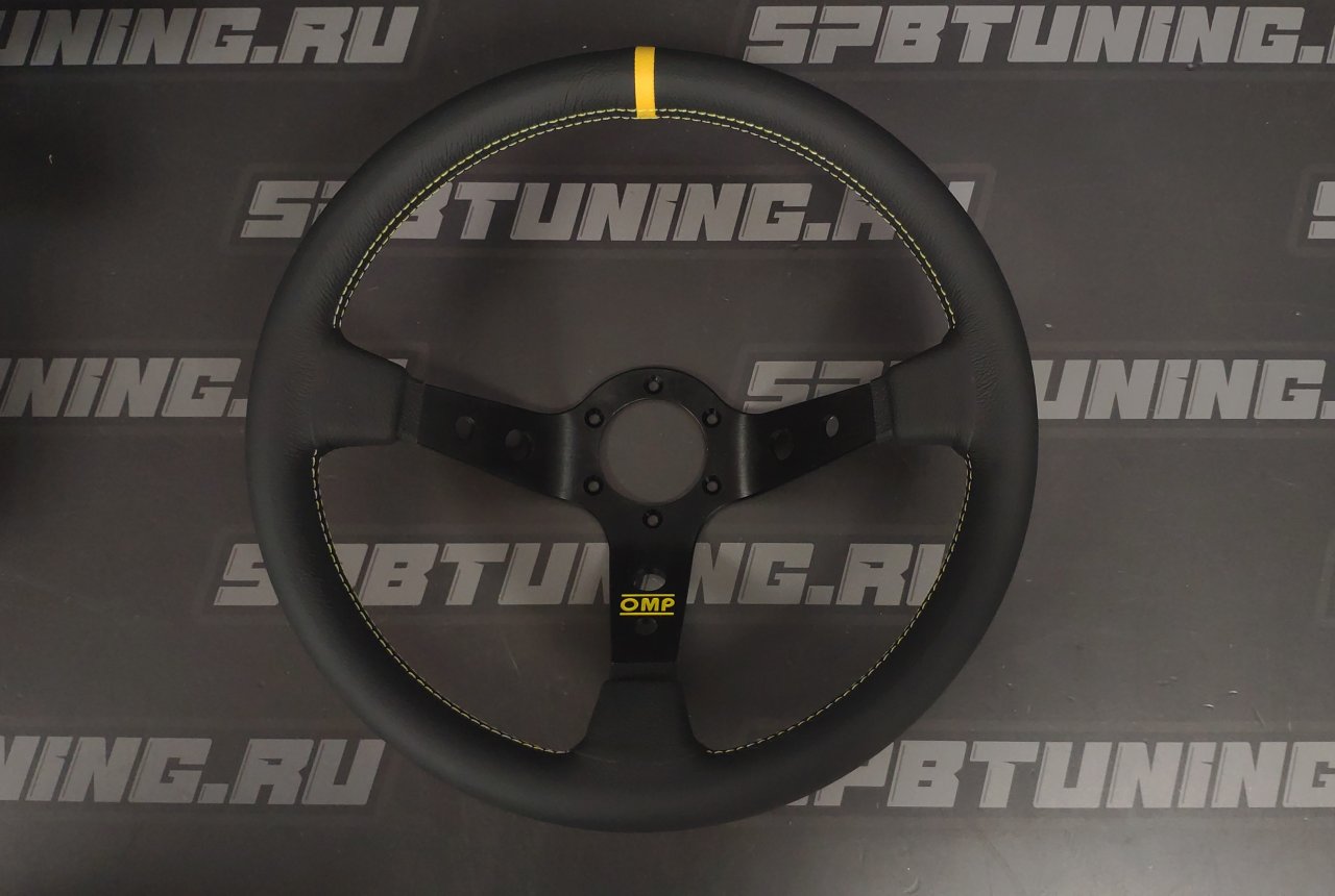 Руль спортивный OMP CORSICA кожа черная, центр черный, диам.350мм