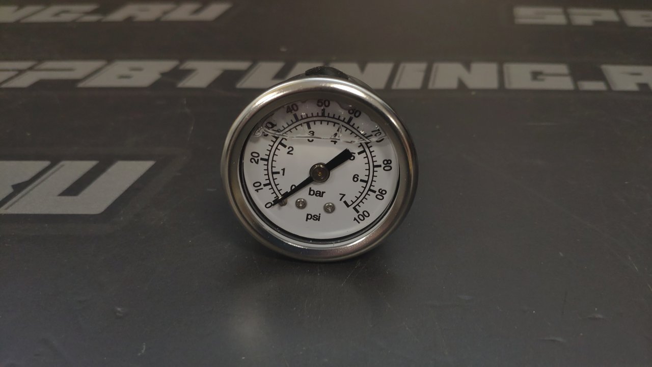 Манометр топливный 0-7 bar (белый); резьба 1/8 NPT,  BLACKROCK LAB