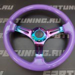 Руль под дерево фиолетовый c цветным центром