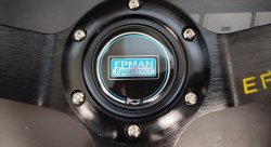 Руль 355 мм, большой вылет, замша, желтая нить