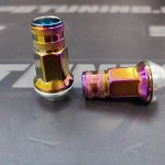 Комплект колесных гаек стальные 45мм М12*1.25 4шт c насечкой, с юбкой, радуга