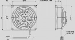 Вентилятор втягивающий (за радиатором) 4,5" (115mm) 400 м3/ч SPAL